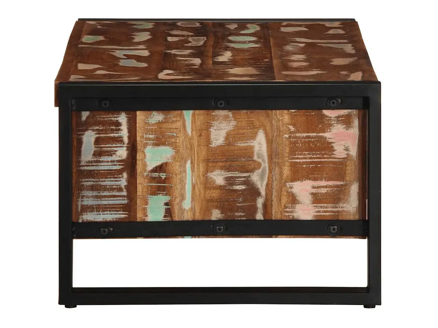 Mesa de centro multicolor 90x50x36 cm madera maciza reciclada