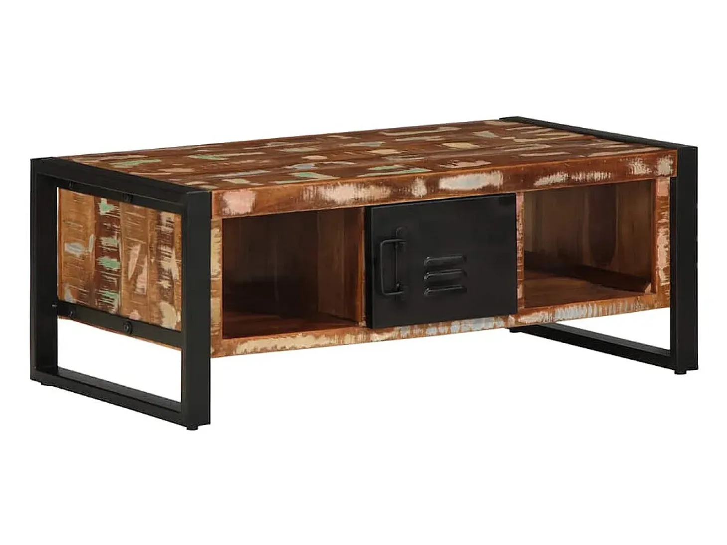 Mesa de centro multicolor 90x50x36 cm madera maciza reciclada