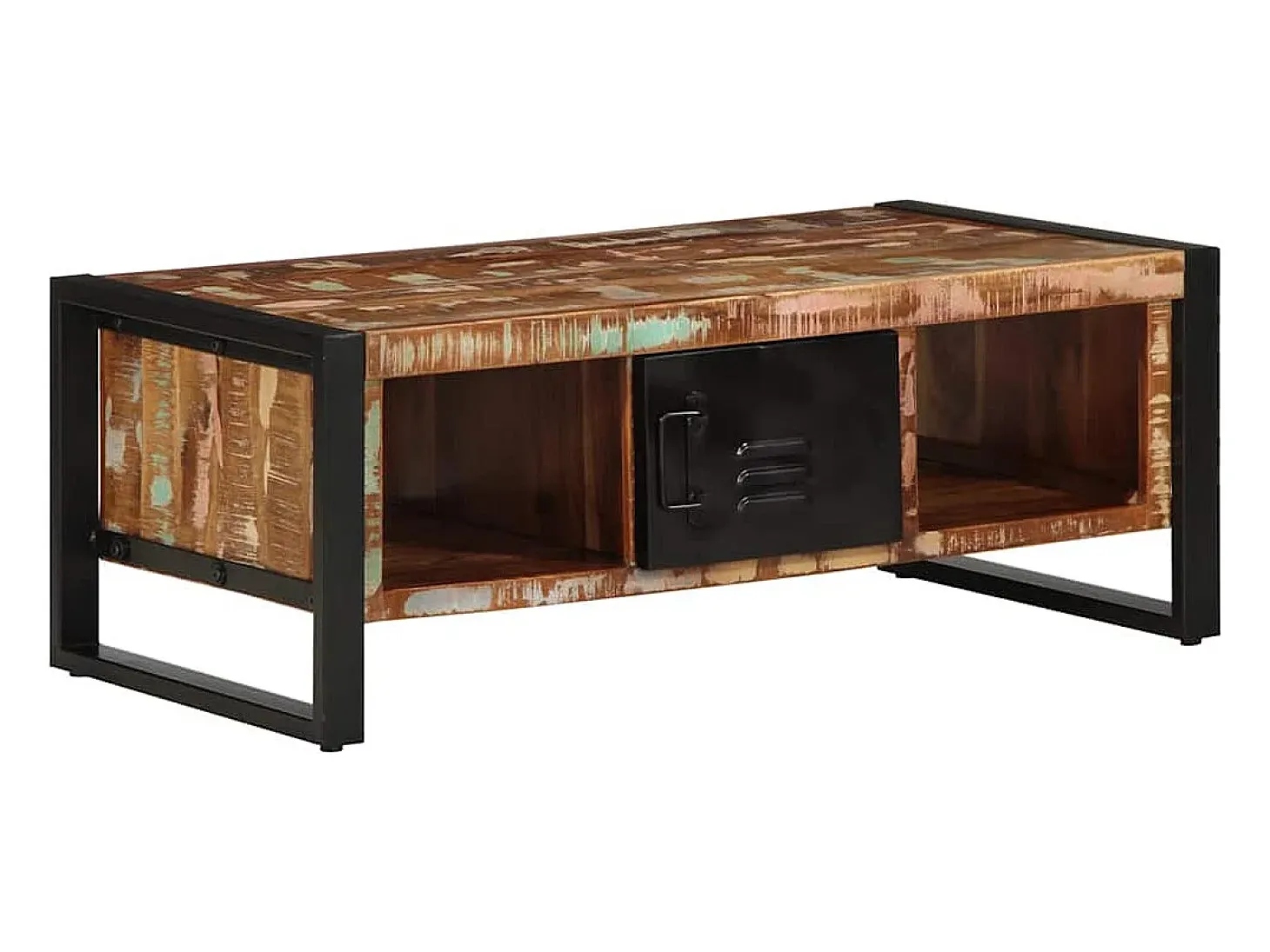 Mesa de centro multicolor 90x50x36 cm madera maciza reciclada