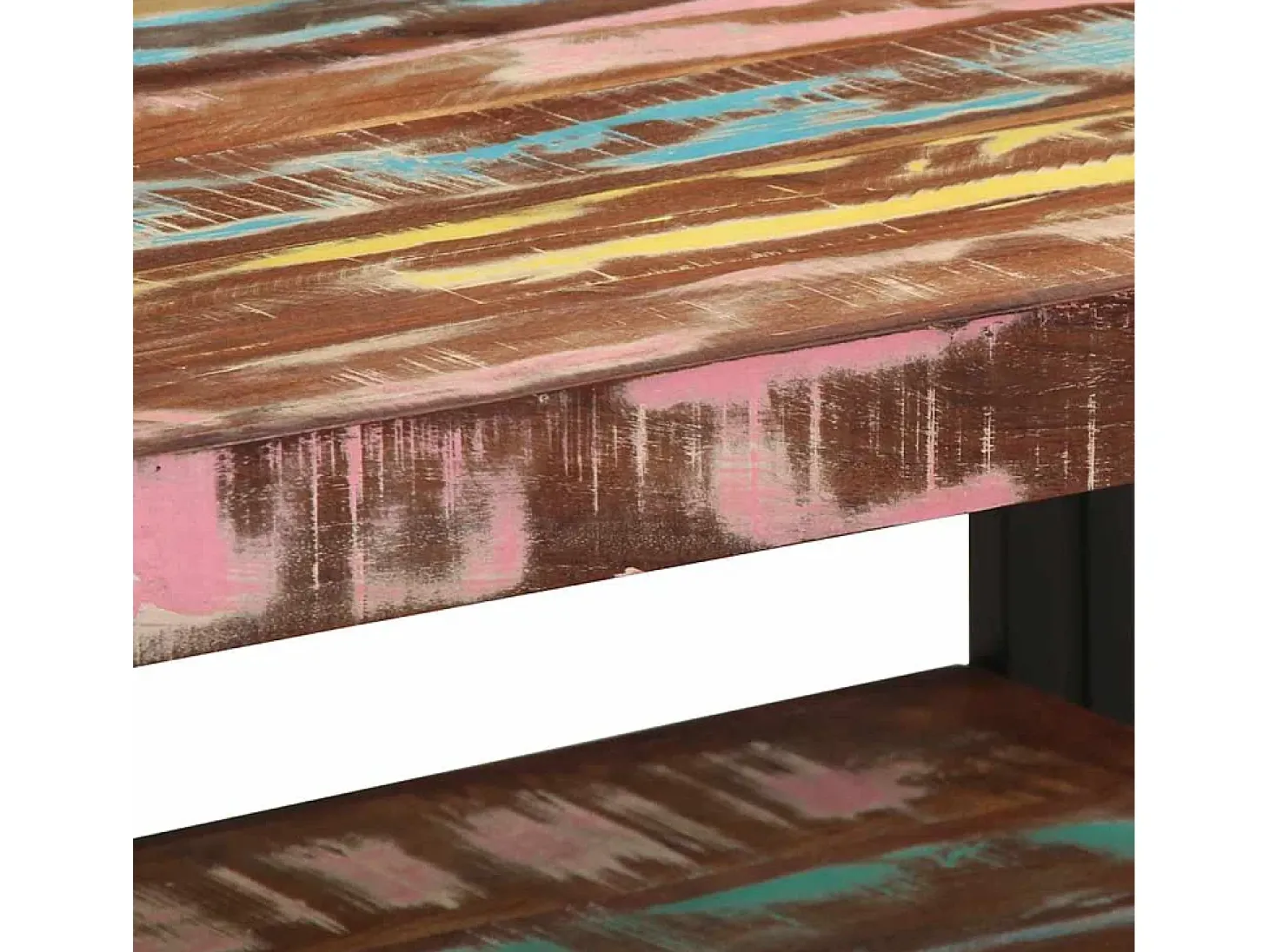 Mesa de centro multicolor 70x50x38 cm madera maciza reciclada