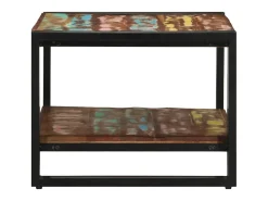 Mesa de centro multicolor 70x50x38 cm madera maciza reciclada