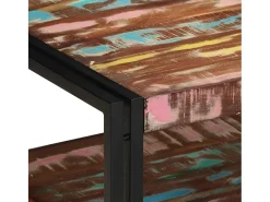 Mesa de centro multicolor 70x50x38 cm madera maciza reciclada