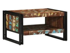 Mesa de centro multicolor 70x50x38 cm madera maciza reciclada