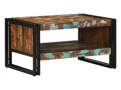 Mesa de centro multicolor 70x50x38 cm madera maciza reciclada