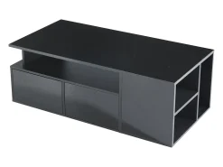 Mesa de centro negra - Mesa de centro con iluminación LED y 2 cajones - Almacenamiento abierto
