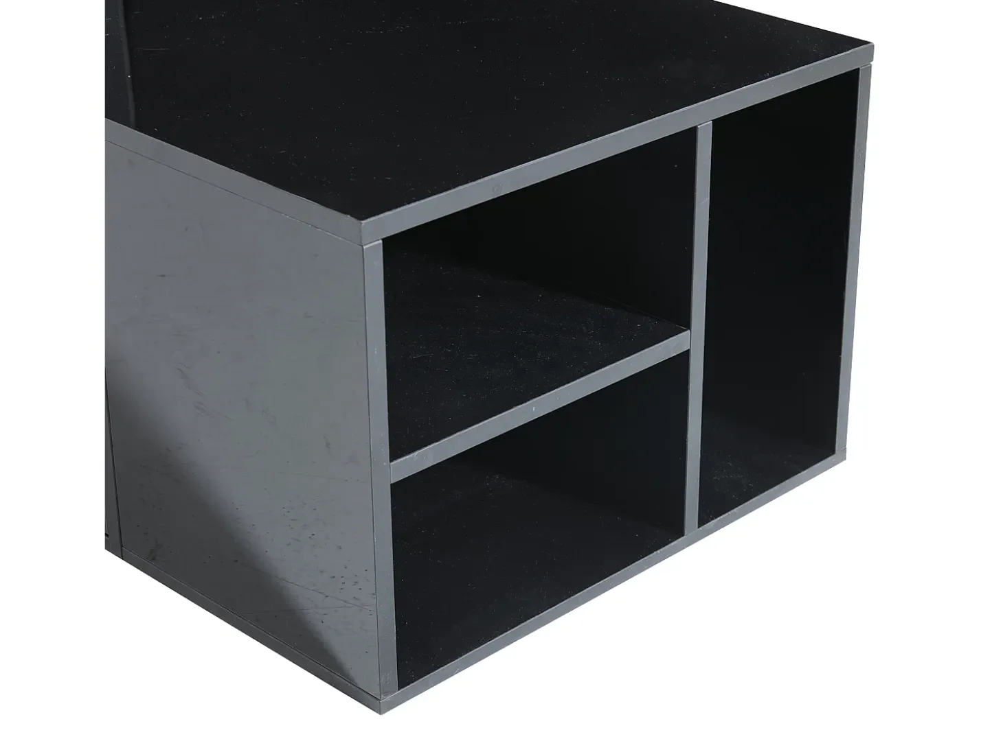 Mesa de centro negra - Mesa de centro con iluminación LED y 2 cajones - Almacenamiento abierto