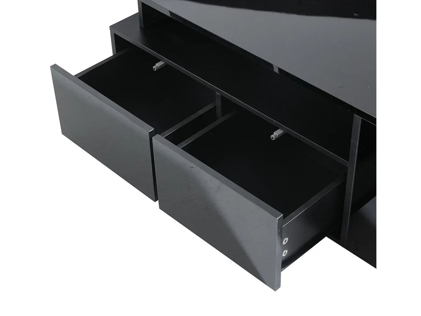 Mesa de centro negra - Mesa de centro con iluminación LED y 2 cajones - Almacenamiento abierto