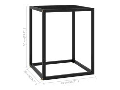 Mesa de centro negra con vidrio negro 40x40x50 cm