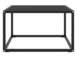 Mesa de centro negra con vidrio negro 60x60x35 cm