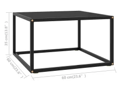Mesa de centro negra con vidrio negro 60x60x35 cm