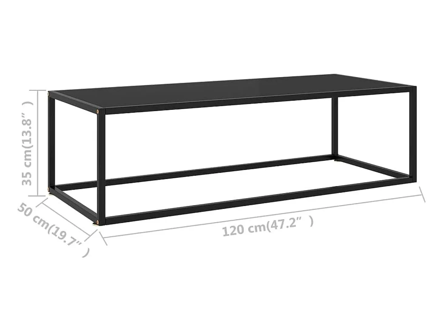 Mesa de centro negra con vidrio negro 120x50x35 cm