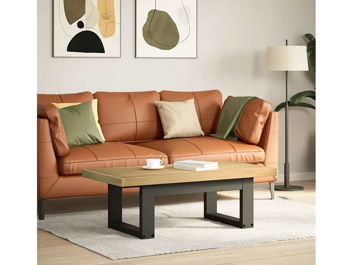 Mesa de centro NOAIN patas en U madera maciza pino 120x60x40 cm
