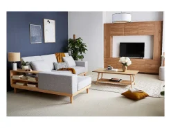 Mesa de centro nórdica rectangular con acabado en roble 120 cm BAKAR