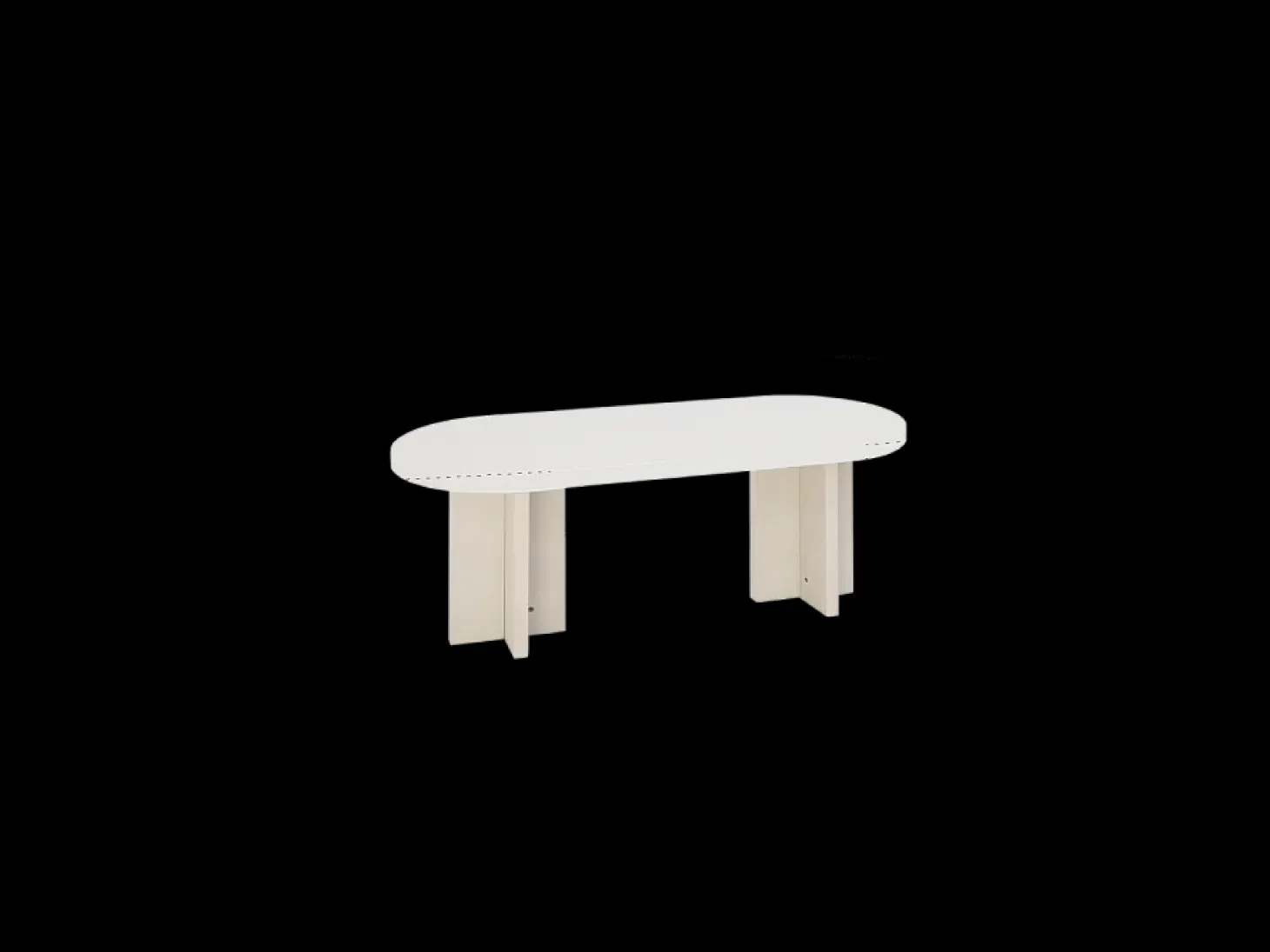 Mesa de centro ovalada de microcemento Decowood color blanco roto y patas de madera en color roble oscuro de 120x40cm - TOKYO - DECOWOOD