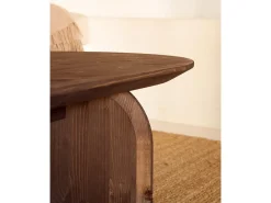 Mesa de centro ovalada de madera de abeto Decowood en color nogal de 100x35cm - BLOOM - DECOWOOD