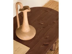Mesa de centro ovalada de madera de abeto Decowood en color nogal de 100x35cm - BLOOM - DECOWOOD