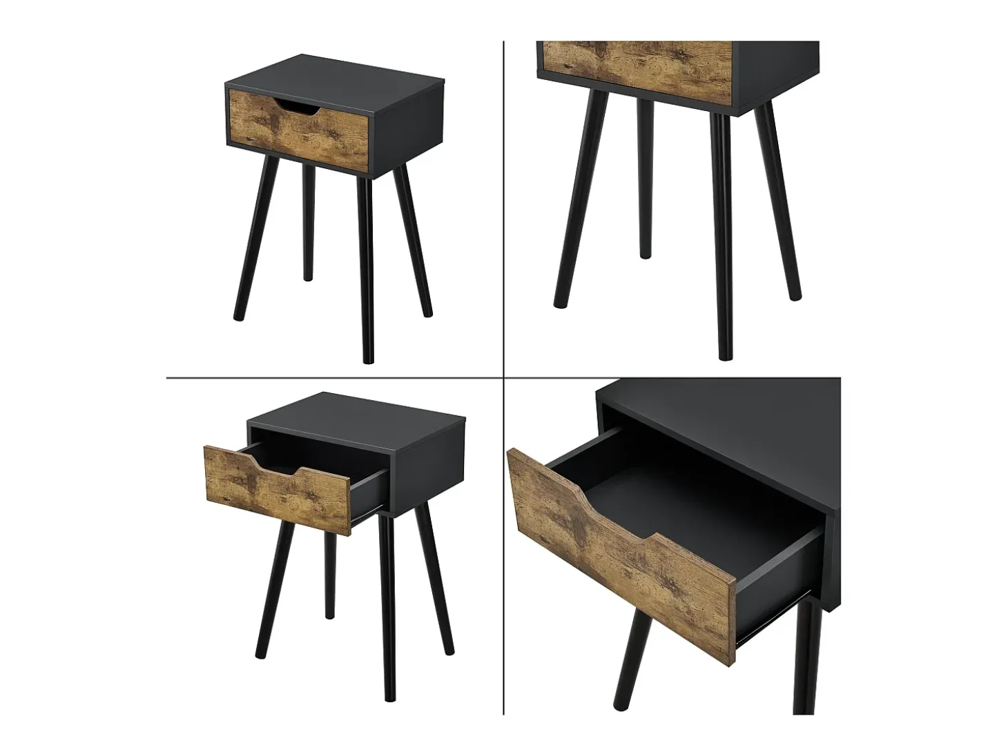 Mesa de centro para salón cajonera de PVC 60 cm color negro 03_0006165