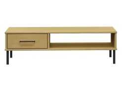 Mesa de centro patas de metal OSLO madera maciza pino marrón