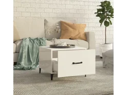 Mesa de centro patas de metal 2 uds blanco brillo 50x50x40 cm ES15510