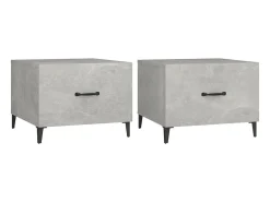 Mesa de centro patas de metal 2 uds gris hormigón 50x50x40 cm ES25886