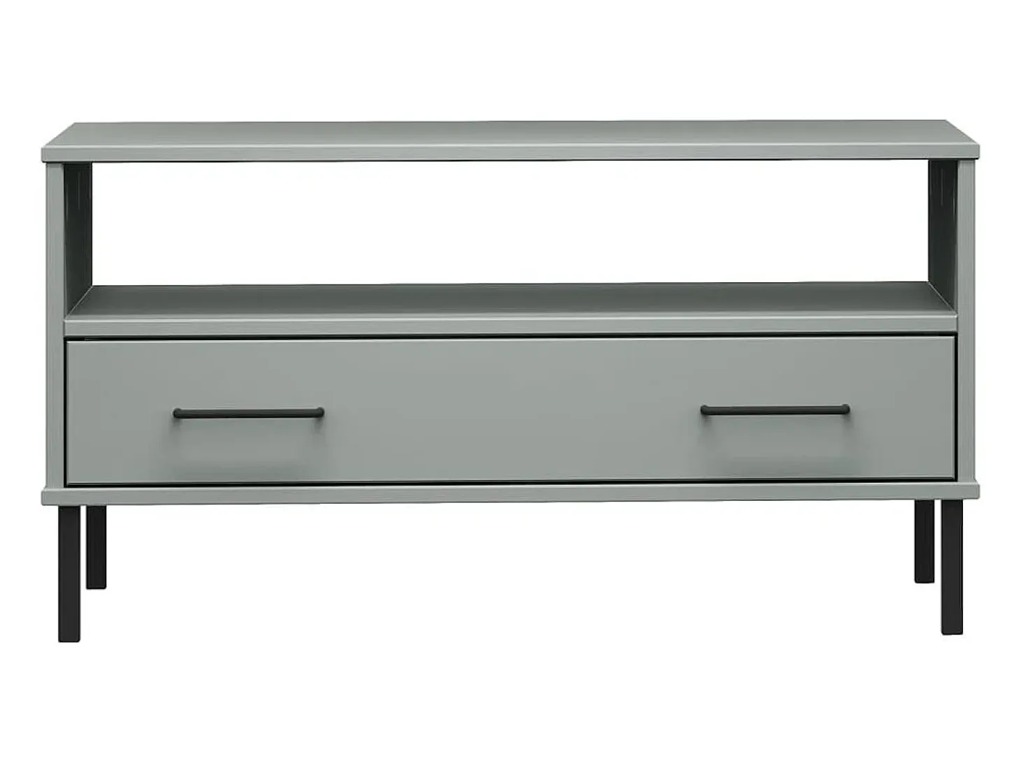 Mesa de centro patas metal OSLO madera maciza gris 85x50x45 cm