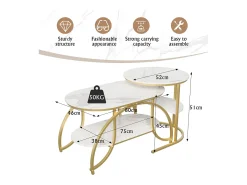 Mesa de centro pequeña minimalista moderna de mármol blanco para sala de estar, mesa auxiliar para sofá o mesa de exhibición, fácil de montar, ahorra espacio.