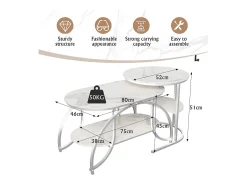 Mesa de centro pequeña minimalista moderna de mármol blanco para sala de estar, mesa auxiliar para sofá o mesa de exhibición, fácil de montar, ahorra espacio.