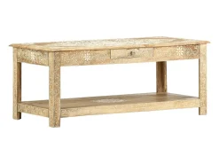 Mesa de centro pintada a mano madera maciza mango 110x50x45 cm