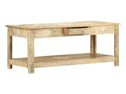 Mesa de centro pintada a mano madera maciza mango 110x50x45 cm