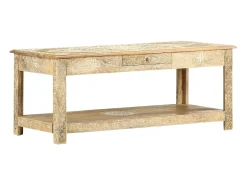 Mesa de centro pintada a mano madera maciza mango 110x50x45 cm