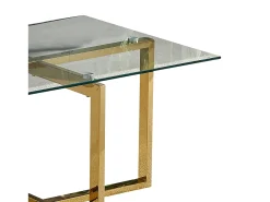 Mesa de centro rectangular - Cristal templado transparente - Metal dorado - CHIARA