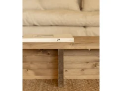 Mesa de centro rectangular de madera de abeto en color roble oscuro 123,5x27cm - SAM - DECOWOOD