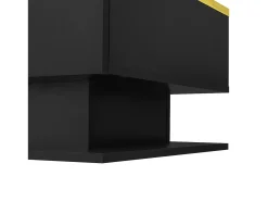 Mesa de centro rectangular 100x50x32,5cm con compartimento de almacenaje, cuerpo negro y tapa de cristal, LED incluido
