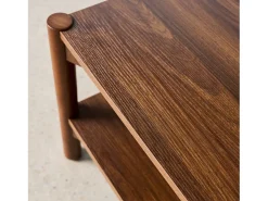 Mesa de centro rectangular con doble estante, 110cm nogal