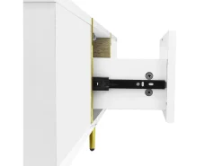 Mesa de centro rectangular 100x60x41,5cm con 2 cajones, cuerpo en laca blanca con detalles dorados