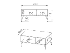 Mesa de centro rectangular con estante - 90x60 cm - Greige - SELGIN
