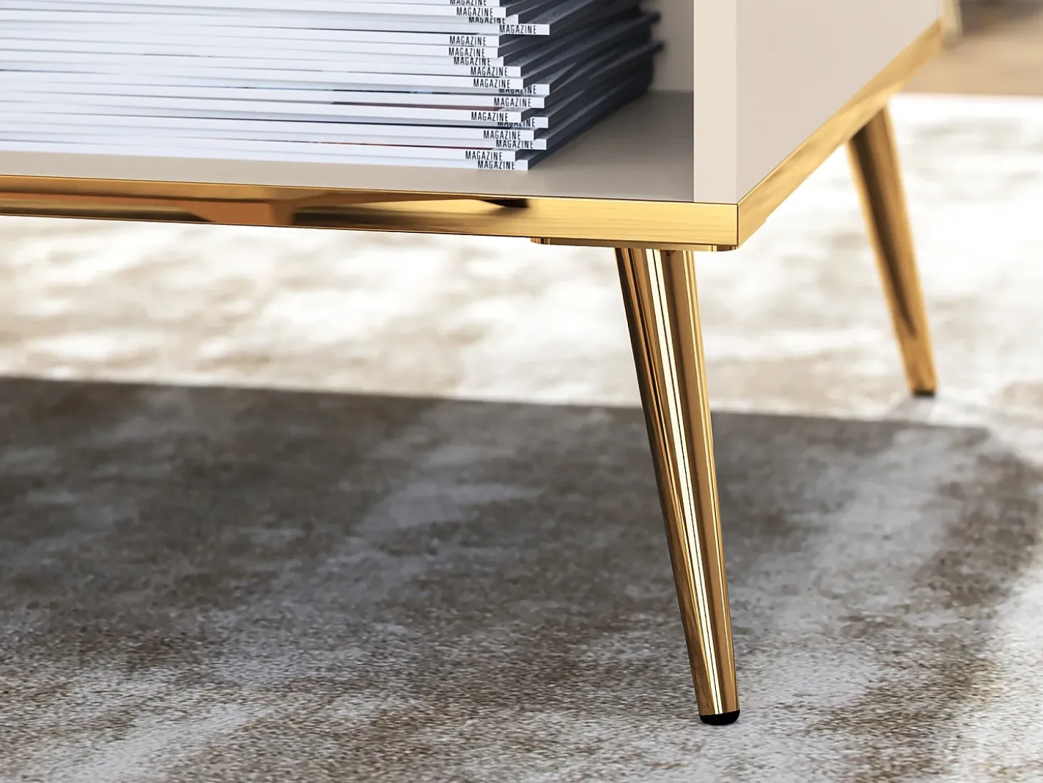 Mesa de centro rectangular con estante - 90x60 cm - Greige - SELGIN