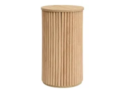 Mesa de centro redonda - Juego de 2 - Rayas verticales - Color madera - Para salón y dormitorio