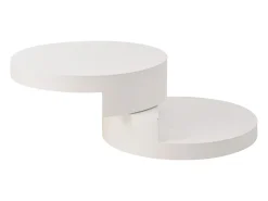 Mesa de centro redonda - Mesa de centro con iluminación LED y bandeja giratoria - MDF blanco - para salón