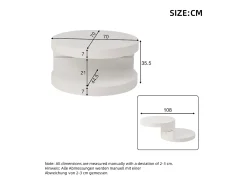 Mesa de centro redonda - Mesa de centro con iluminación LED y bandeja giratoria - MDF blanco - para salón