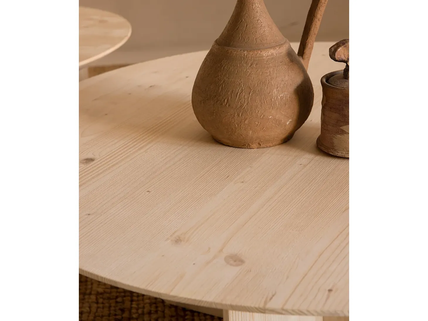 Mesa de centro redonda de madera de abeto maciza Decowood en color natural de Ø60cm - BLOOM - DECOWOOD