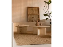 Mesa de centro redonda de madera de abeto maciza Decowood en color natural de Ø60cm - BLOOM - DECOWOOD
