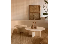 Mesa de centro redonda de madera de abeto maciza Decowood en color natural de Ø60cm - BLOOM - DECOWOOD
