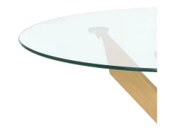 Mesa de centro redonda de 40x80 cm con sobre de cristal y patas de madera Dan