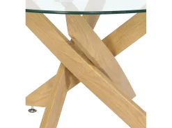 Mesa de centro redonda de 40x80 cm con sobre de cristal y patas de madera Dan