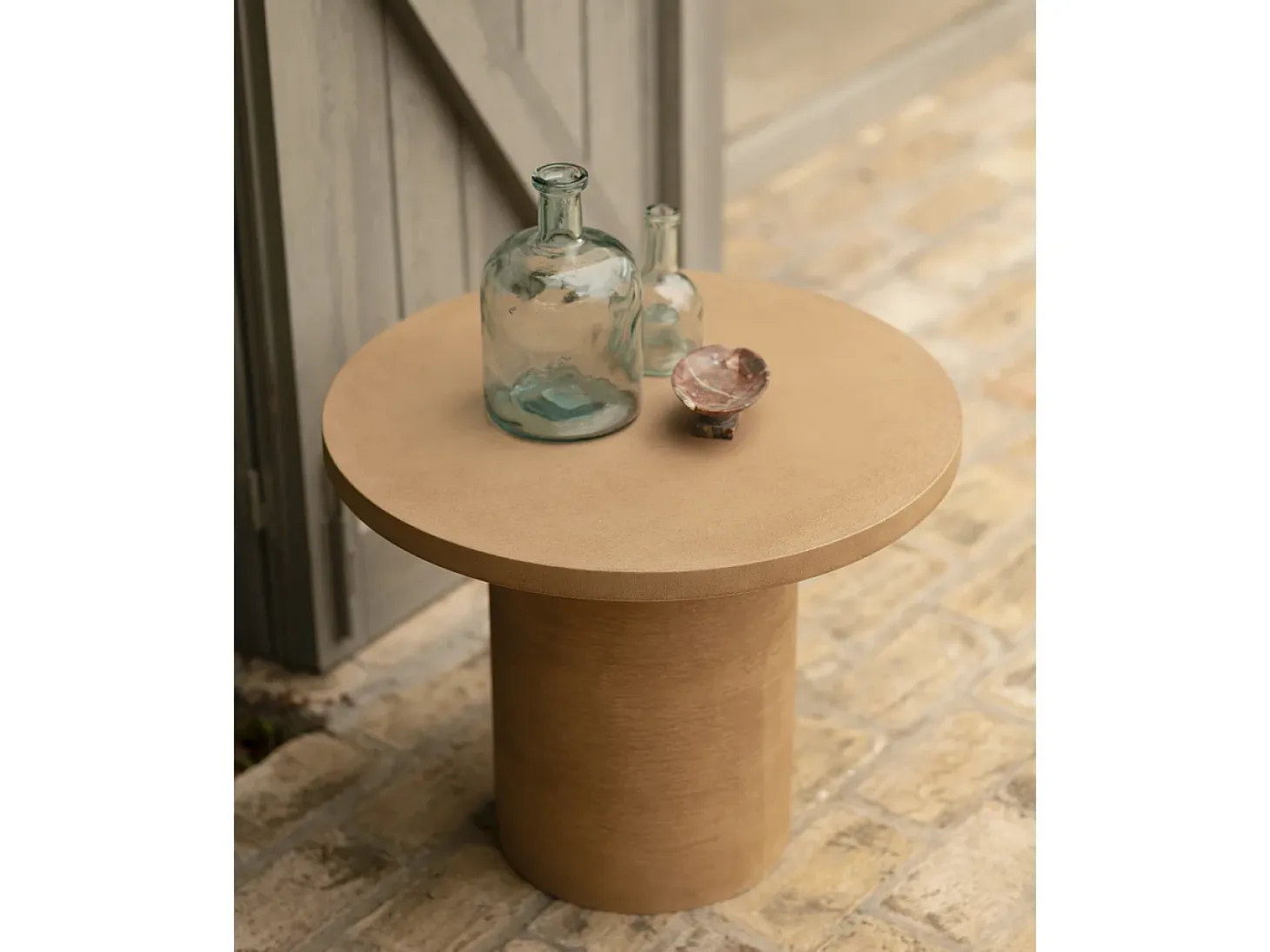 Mesa de centro redonda de microcemento en tono terracota DECOWOOD de Ø60x45cm - LUCÍA - DECOWOOD
