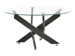 Mesa de centro redonda de 80x40 cm en color transparente y patas negras Dan