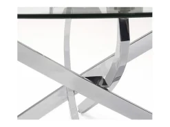 Mesa de centro redonda de 80x40 cm en color transparente y patas metálicas Dan