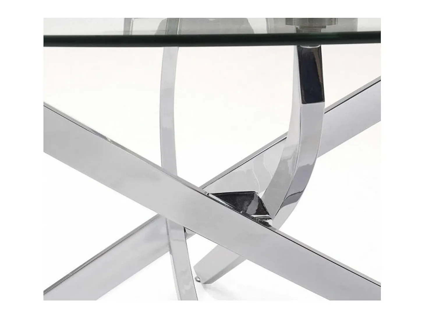 Mesa de centro redonda de 80x40 cm en color transparente y patas metálicas Dan