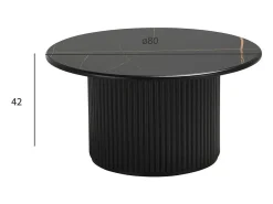 Mesa de centro redonda Easy - MDF y mármol - Negro